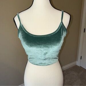PINK Victoria's Secret Green Velour Velvet Crop Camisole Top with Bralet Size L